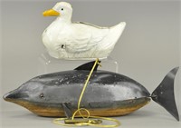 GERMAN TIN DIVING WHALE & SWIMMING DUCK