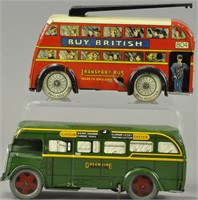 TWO ENGLISH WIND-UP AUTOBUSES