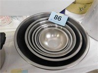 Stainless mixing bowls (nest of 8) with 9