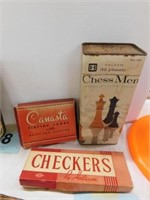 Canasta cards - checkers - chessmen in box
