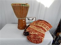 Vintage Hand Carved African Drum