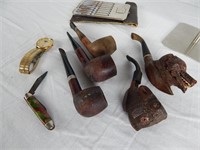 Antique & Vintage Pipe Lot - Includes Carved Wolf