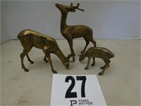3 small brass deer