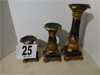 3 candle holders, 13" x 9" x 5.5"