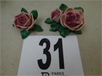 2 mauve roses, marked Dresden
