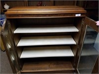 Wood Cabinet with Glass Doors, 3 Shelves, & Drawer