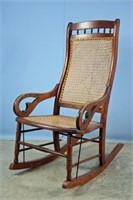 Goose-Neck Rocking Chair w/ Cane Back and Seat