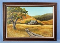 Sandy ? Oil On Canvas Landscape of Barn