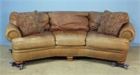 Large Used Curved Leather Sofa Approx 8.5 Ft. Long