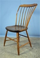 C. 1825 Step-Down Windsor Side Chair w/ Rod Back