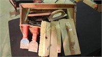 Wooden Toolbox w/ Assorted Scapers