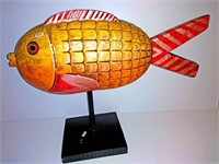 Orange and Yellow Blow Fish on Stand