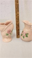 Pair of 7 inch tall ceramic decorative vases Mark