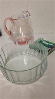 Vintage pink glass Kool-Aid pitcher and heavy