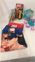 WWE towel, Little mermaid tea set of DVDs with a