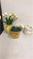 Group or floral, ceramic water spout and planter