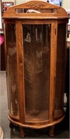 Furniture Vintage Oak Wood Glass Curio Cabinet