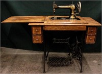 Antique Singer Sewing Machine & Cast Iron Cabinet
