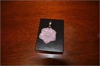 Sterling & Purple Jade Flower Pendant