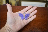 Sterling & Purple Jade Butterfly Pendant