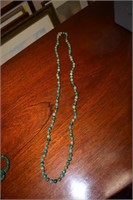 38" Sterling & Green Bead Necklace