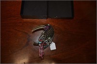 Large Rhinestone Bird Brooch Pin