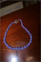Sterling & Carved Purple Jade Necklace