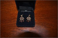 14K Gold & Garnet Chandelier Earrings