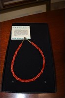 Running Bear Sterling & Coral Necklace