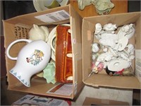 Ceramic nativity set, collector bells, pitcher,