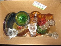 Glassware items including relish tray, various
