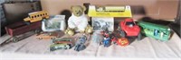 Various die cast cars, semis and various toys