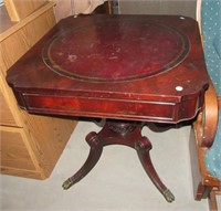 Duncan Phyfe style table with leather inlay and