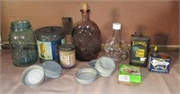 Blue Ball jar, purple glass decanter, vintage