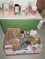 Various beer related items including stemware,