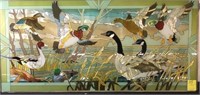 LEADED AND STAINED GLASS GEESE PANEL