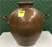 COPPER URN WITH BRASS HANDLES