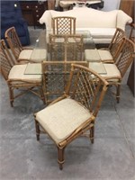 RATTAN GLASSTOP(BEVELED) TABLE AND 6 CHAIRS