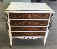 MARBLE TOP 4-DRAWER CHEST WITH INLAY ON