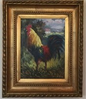 ROOSTER OIL PAINTING BY G. JONES