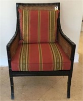 MAHOGANY DOUBLE CANE ARM AND BACK CHAIR