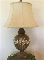 BROWN PALM LAMP WITH SHADE
