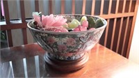 Painted Porcelain Bowl & Marble Grapes