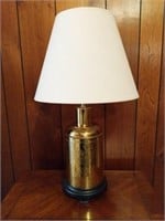Brass Table Lamp with Pressed Floral Design