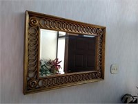 Art Deco Wood Framed Beveled Mirror