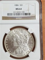 1886 Morgan Silver Dollar MS64