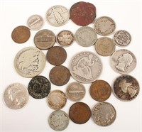 VARIETY US 90% SILVER ANCIENT & OTHER COINS