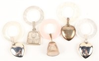 5 STERLING SILVER BABY RATTLES