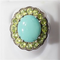 4M- sterling turquoise & peridot ring $1,233