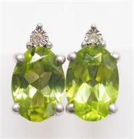 12M- sterling peridot & diamond earrings